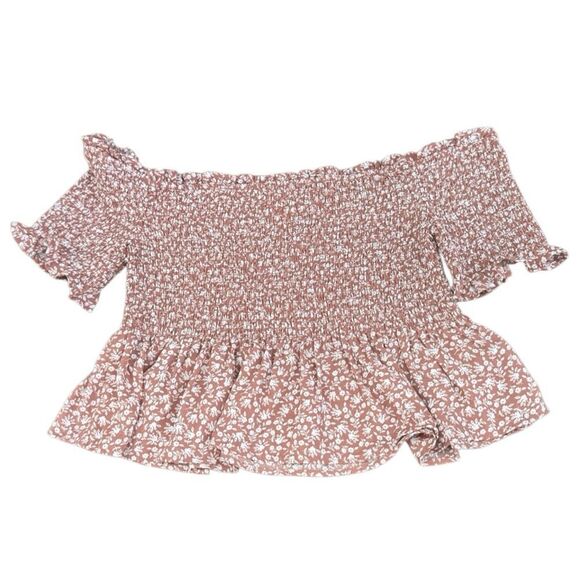 Jun & Ivy Women's Smock Floral Pink & White Flowy Crop Top Size XL - Picture 3 of 4